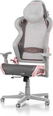 Ігрове крісло DXRacer Air R1S, сітка, сіро-рожеве, до 200 см