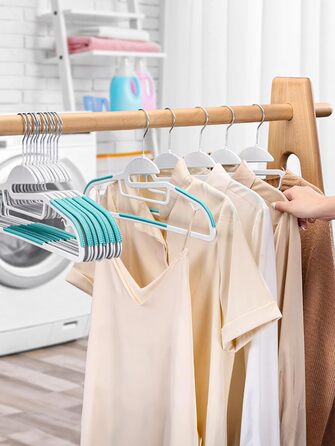 50 шт. Плечі для одягу з пластику HOUSE DAY - неслизькі, обертаються на 360°, економія місця, міцні, чорний гумовий стрижень (білі та чорні)