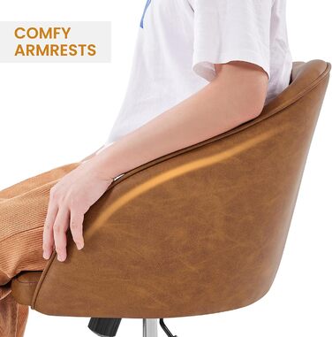 Крісло Yaheetech для дому та офісу: регульоване, поворотне, з велюру, для робочого кабінету, спальні, до 136 кг, ретро-коричневе