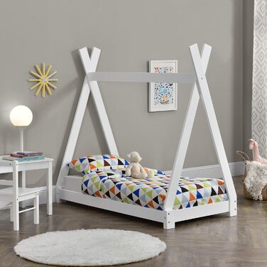 Ліжко дитяче Onejda Tipi, білий колір, 80x160 см, з дерева, en.casa