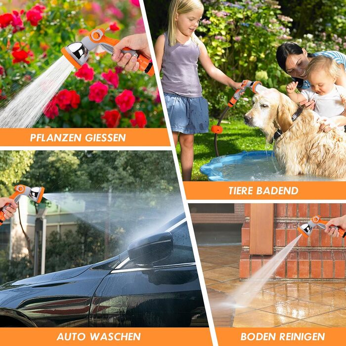 Висувна касетна система для садового шланга 20м + 2м з пістолетом, повільний зворотний механізм, фіксація будь-якої довжини, поворотна кріплення 180°