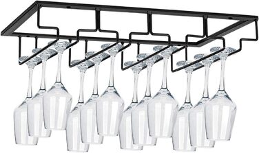 Підставка для келихів вина – органайзер для шафки – металева підставка для келихів, для кухні, бару (3 ряди, 1 шт.) (Чорний)