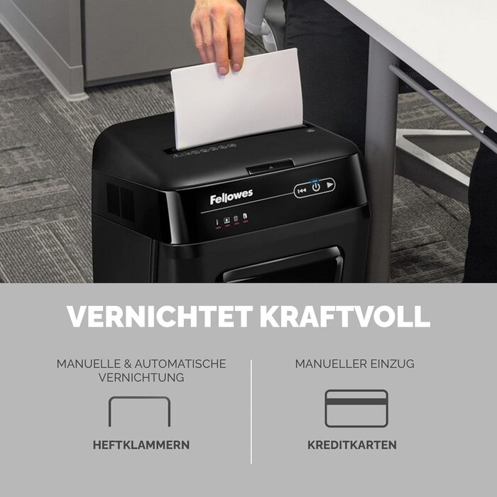 Fellowes Autofeed Aktenvernichter AutoMax 90M: Шредер для документів, автоматичний, офісний, Fellowes