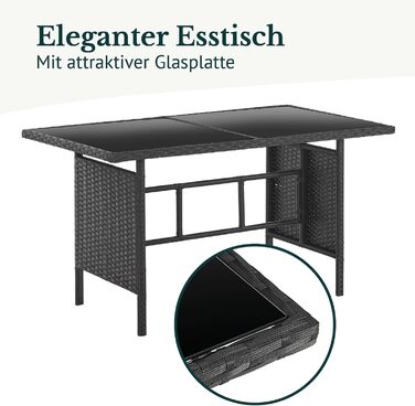 Садовий набір меблів SVITA Denver з поліротангу 4 предмети: 2 крісла, диван на 2 місця, стіл - чорний, сталевий каркас, водостійкий PE-ротанг, подушки