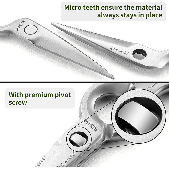 Набір ножів Sunnecko 6 предметів з блоком: кухонні ножі з дамаської сталі, ергономічні ручки, кухонні ножиці, тримач для ножів, дерев'яний блок