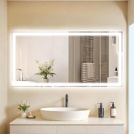 Дзеркало для ванної кімнати Clevich з підсвічуванням 80x60 см, LED, 3 кольори світла, диммування, захисне скло, сенсорне управління, функція пам'яті, антизапар, 120L x 60B см