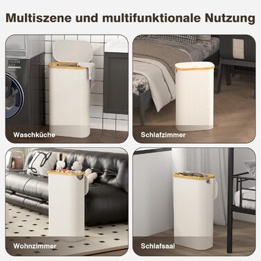 Вузький кошик для білизни з кришкою, 75L, складний, для спальні, ванної, пральні, дитячої кімнати, бежевий