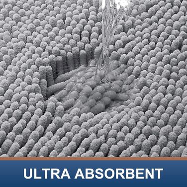 Килимок для ванної кімнати Homaxy з антиковзким покриттям, мікрофібра, 60 x 120 см, світло-сірий