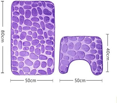 Набір нековзних килимків для ванної з 2 предметів, дихаючі килимки з піни з ефектом пам'яті, зручні м'які водопоглинаючі Килимки для туалету, ванної кімнати, нековзна підставка для підставки (фіолетовий)