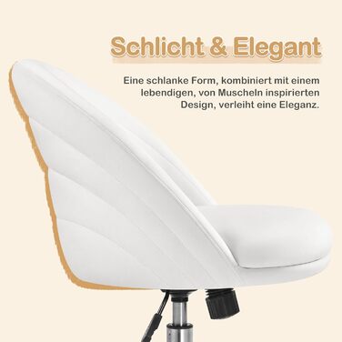 Крісло Yaheetech для дому та офісу: крісло для туалетного столика, обертове, з регулюванням висоти, на роликах, біле, до 136 кг