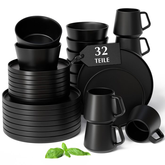 Набір посуду Miamio на 8 осіб (24 елементи) з кераміки, сучасний стиль / Сервіз для столу – підходить для миття в посудомийній машині та використання в мікрохвильовці - розкішна колекція (білий)