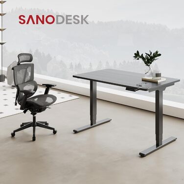 Регульований стіл Sanodesk 160x80 см, білий+ahron, електричний, ергономічний, з двомоторним підйомником
