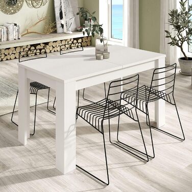 Розсувний обідній стіл Habitdesign Kendra, білий та канадський дуб, 140–190 x 78 x 90 см