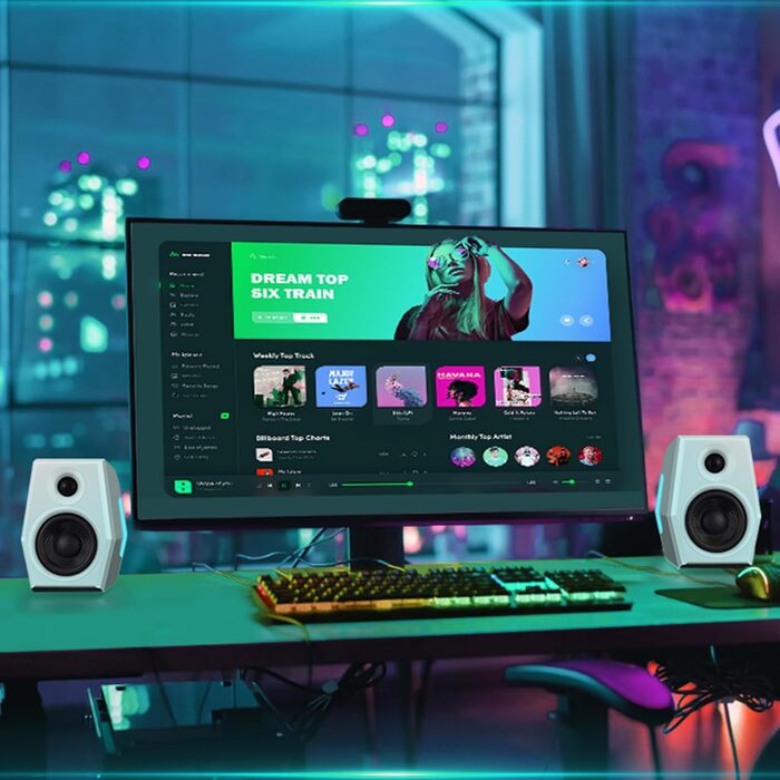 Sanyun SW209 - Комп'ютерні ігрові колонки 36W з RGB-підсвічуванням, Bluetooth 5.2, USB/AUX, 3 режими EQ (Гра/Фільм/Музика), 2.75