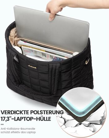 Сумка для ноутбука LOVEVOOK для жінок, 17 дюймів, чорна: робоча сумка, шопер, сумка для навчання, портфель, для офісу