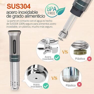 Су-від кухонний прилад KitchenBoss G300: точний контроль температури, 1100 Вт, IPX7, сріблястий