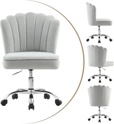 Крісло для офісу Fiximaster Homeoffice, крісло для робочого столу, обертове, регульоване по висоті, з м'якою оббивкою з велюру, золоті ніжки, для робочого кабінету, спальні, до 135 кг, зелений/світло-сірий