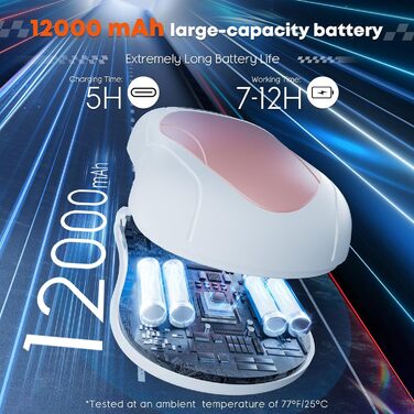 Електричний грієчка для рук 2 шт., 12000 мАг, з магнітною двосторонньою системою нагріву та цифровим індикатором температури та заряду батареї, для відпочинку на природі/кемпінгу (білий-рожевий)