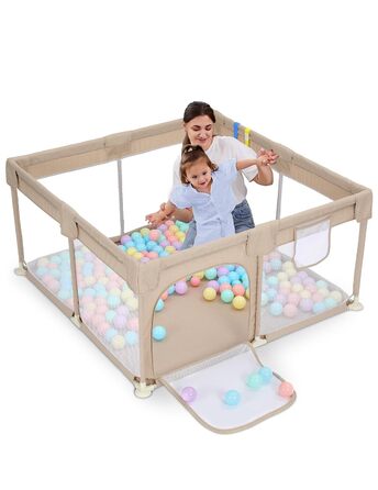 Манеж Dripex Baby 127x127см, Манеж дитячий з дихаючою сіткою, Дитячий манеж на блискавці, Дитячий манеж, Манеж малий темно-сірий (Коричневий 127127см)