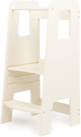 Стілець-сходинка Montessori Mobli для малюків: білий, з берези, лакований, регульовані сходинки для незалежності та безпеки