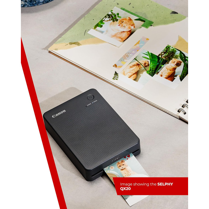 Canon Selphy QX20: Портативний фотопринтер для смартфонів. Друк через Wi-Fi, термосублімація, 2 розміри наклейок, зарядка USB-C. Колір: теракота (без чорнил/паперу)