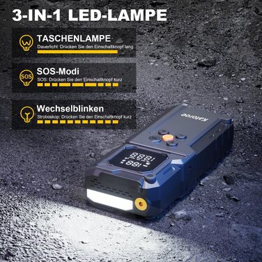 Powerbank Starthilfe 4000A: Зарядний пристрій для авто, SUV та мотоциклів з LED ліхтариком