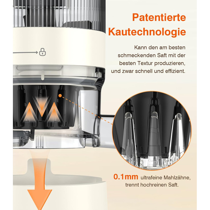 Соковитискач шнековий REV з великим завантажувальним отвором 120 мм, для овочів та фруктів, 1,5 л, режим REV, легко мити