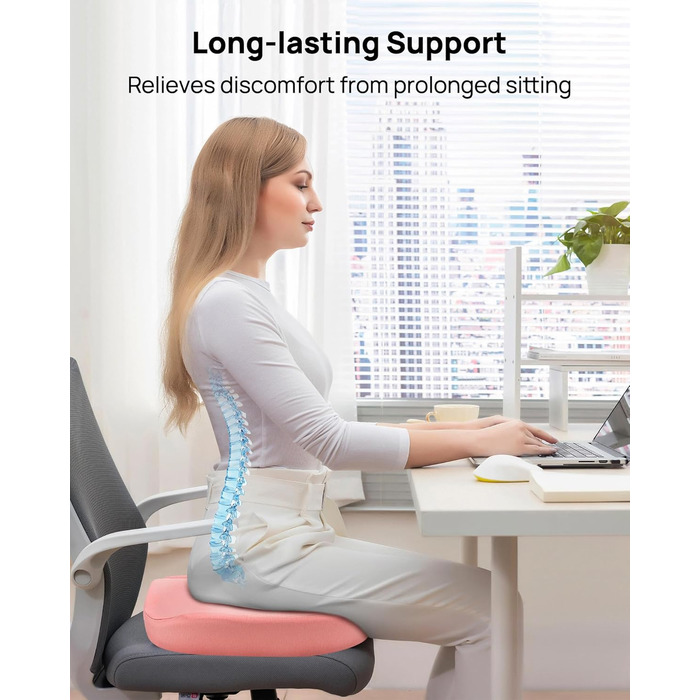 Ортопедична подушка-кільце Feagar для сидіння, ергономічна подушка-пончик від геморою, ішіасу та для післяпологового відновлення, регульована (Рожева, стандарт 60-100 кг)