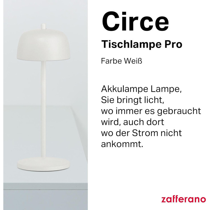 Zafferano Circe – Бездротова LED-лампа Circe, 30 см, регулювання яскравості, для дому та саду