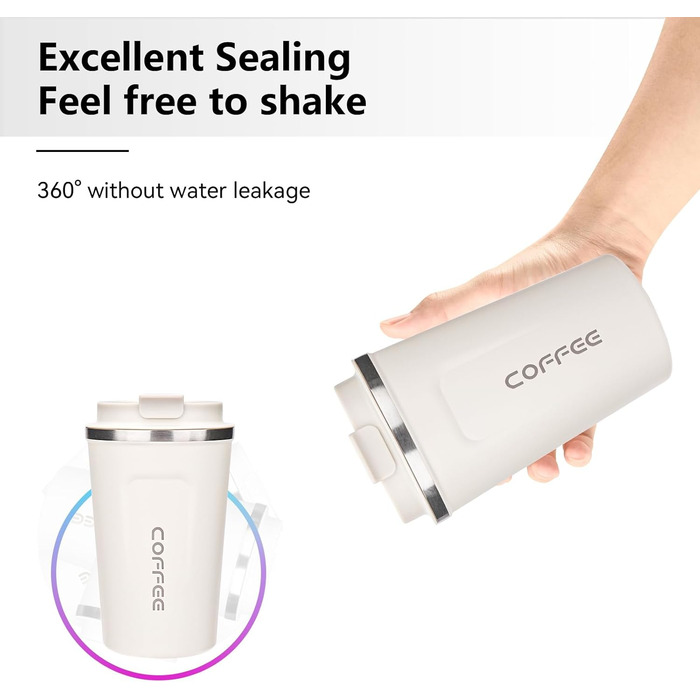 ERBO Термокружка для кави з нержавіючої сталі, 380 мл, набір 2 шт (білий + рожевий)