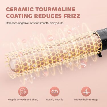 Локкенштаб NWOUIIAY 6 в 1 з LCD-дисплеєм, керамічним покриттям, набір для створення локонів, багатофункціональне змінне насадки, для великих та маленьких локонів, з рукавичками, регулювання температури (колір шампань)