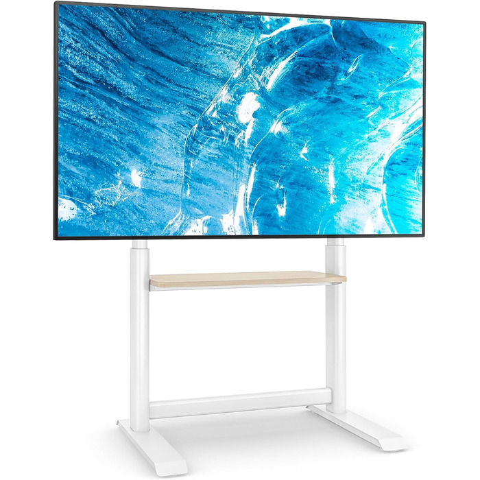 Підставка для телевізора TVON: для плоских та вигнутих екранів 60-86 дюймів, регульована висота, до 68 кг, VESA 800x600 мм, білий