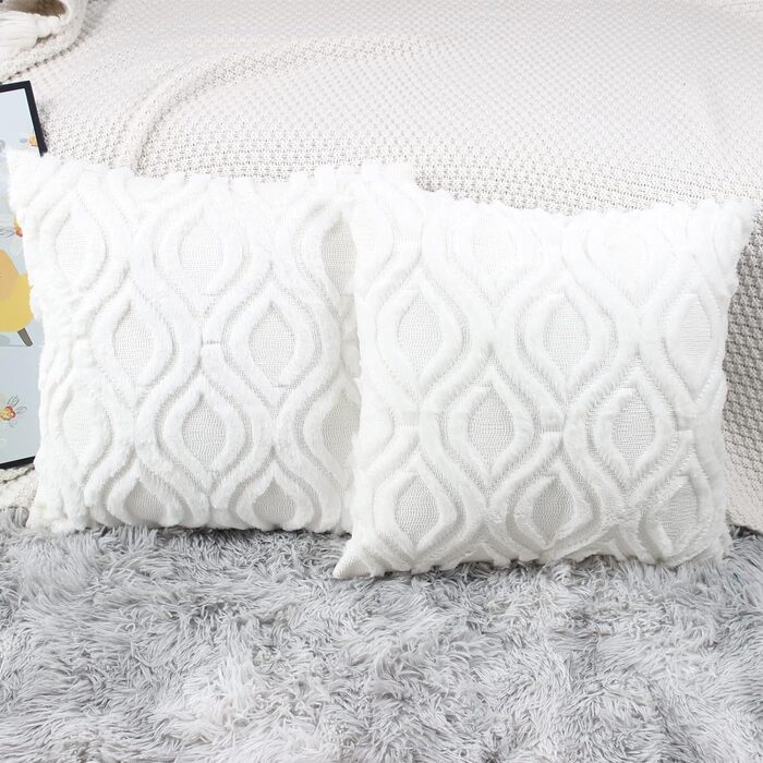 Набір з 2 чохлів для подушок 50x50 см білі оксамитові декоративні подушки в стилі бохо