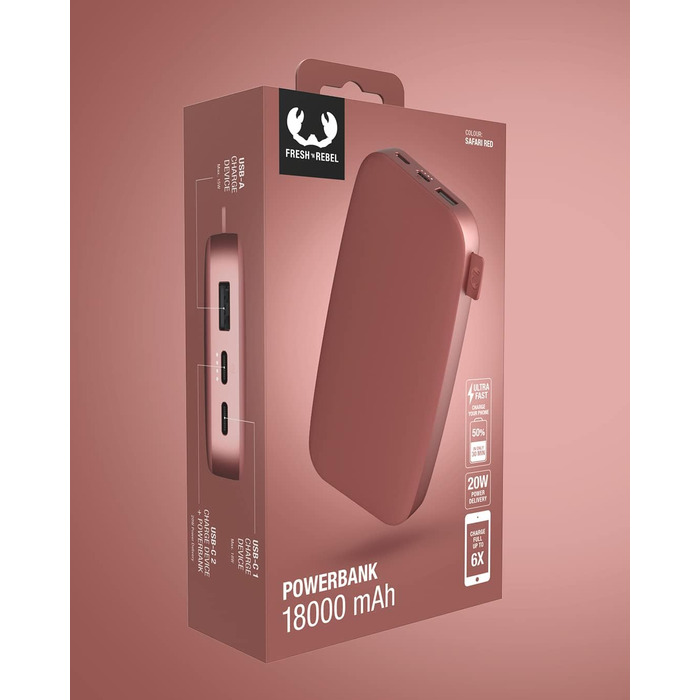 Швидка зарядка, Safari Red, 18000mAh USB-C