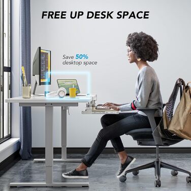 Висувна підставка для клавіатури під стіл з К-кріпленням, великого формату, стійка, ковзна, платформа для клавіатури 838 мм x 280 мм, висувна платформа, комп'ютерна шухляда для набору тексту (дуб)