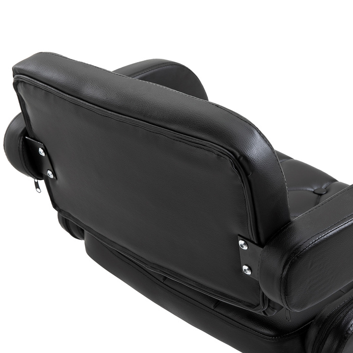 Барний стілець, регульований за висотою, поворотний на 360°, з металевим каркасом, спинкою та підніжкою, 61x50x93-113 см, чорний