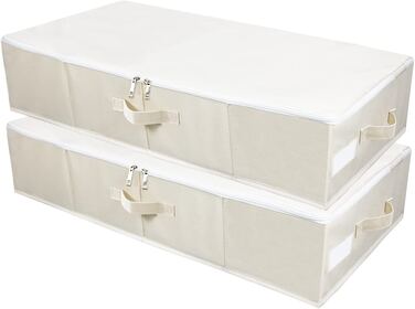 Контейнер для зберігання під ліжком BLKDOTS, ящик для зберігання під ліжком з кришкою, 35,43 x 16,54 x 7,09 дюйма (l, бежевий)