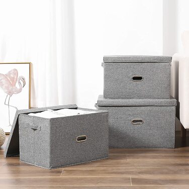 Ящик для зберігання тканинний ящик для зберігання коробка для зберігання аксесуарів для спальні органайзер ящик для зберігання з кришкою, (сірий комплект, S)