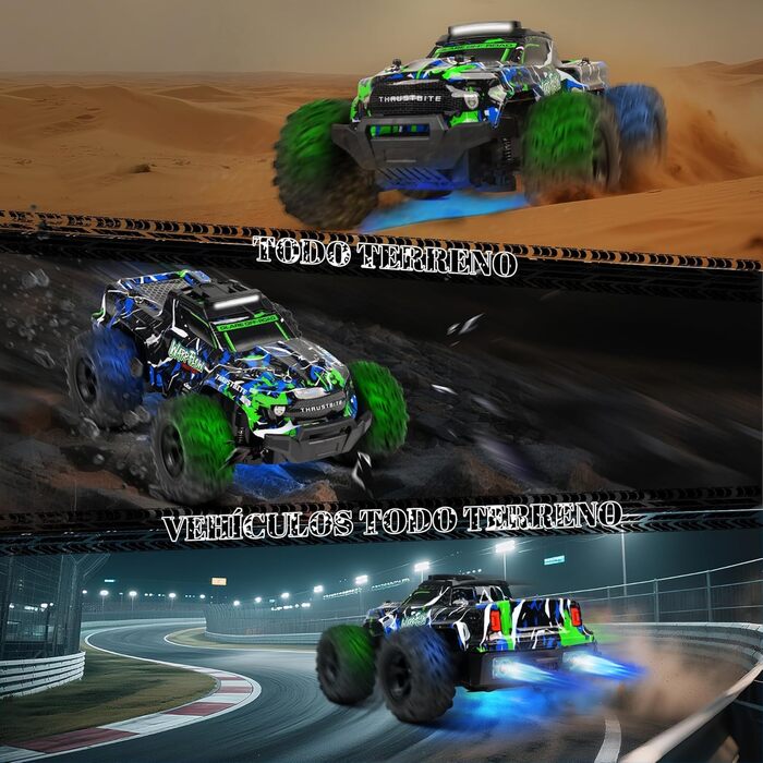 RC Автомобіль 1:18 на радіокеруванні, 25 км/год, LED підсвічування, позашляховик, 2.4 GHz, зелений, з пультом та 2 акумуляторами для хлопчиків від 3 років