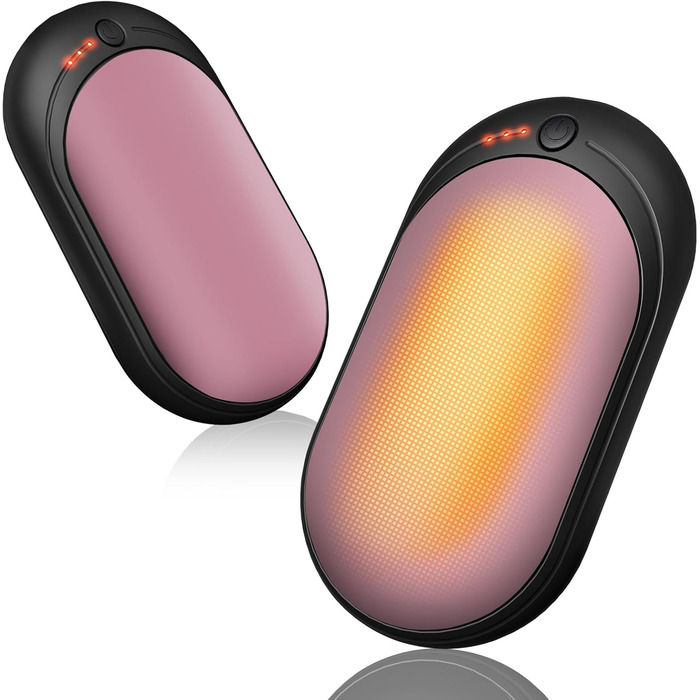 Електричний підігрівач для рук, перезаряджається, 2 шт. з акумулятором 6000mAh, USB-кабель, 3 режими нагріву, 20 годин тепла, підігрівач для кишені, для активного відпочинку взимку (чорний, рожевий)