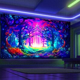 Гобелен Forest Trippy UV-реактивний, естетичний декор на дереві, 300x180см XXXL