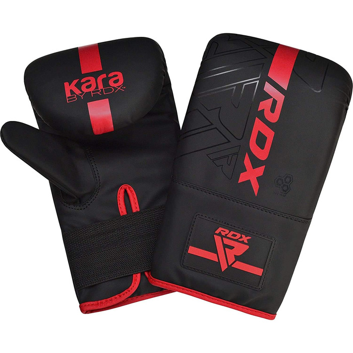 Боксерські рукавички RDX для тренувань з кікбоксингу і муай Тай, боксерські рукавички зі шкіри Майя хід Кара для бойових мистецтв, спарингу, боксу, ММА, перфораційні рукавички для фітнесу, перфорація, мішок з піском (багаторазовий) (червоний)