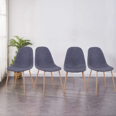 Стілець для їдальні GOLDFAN (4 шт.) з льоновим покриттям, сірий, сучасний дизайн, металеві ніжки