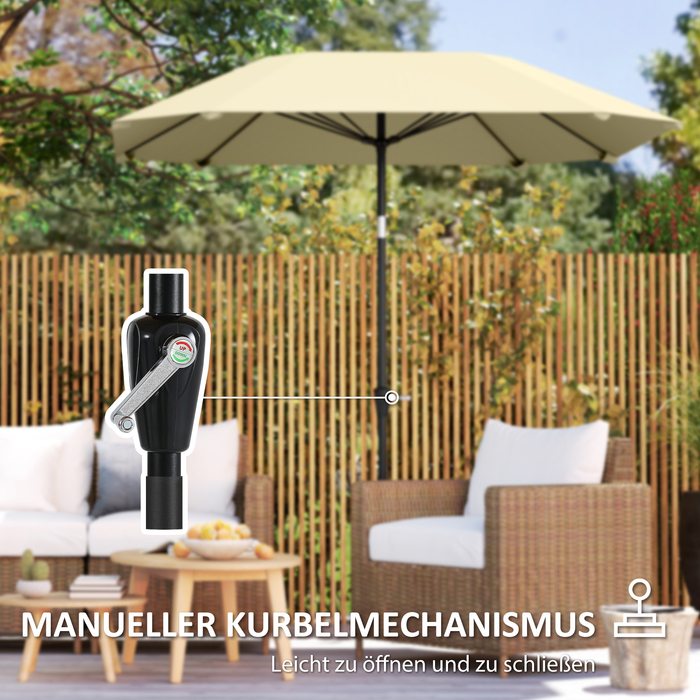 Outsunny parasol Ø233 см, парасолька з функцією складання, восьмикутний балкон парасолька пляжна парасолька вітрозахисна стайня ринок парасолька кривошипний парасолька сонцезахисний для пляжу балкон тераса сад, бежевий