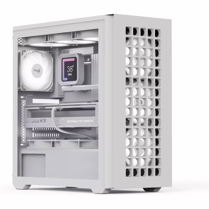 Ігровий корпус AeroCool D502A Mid-Tower, сітчаста передня панель, 4 RGB вентилятори, ATX/mATX/ITX, загартоване скло, чорний