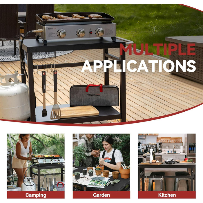 Royal Gourmet Grillwagen: Робочий стіл-гриль для барбекю на вулиці, 85x50 см, чорний