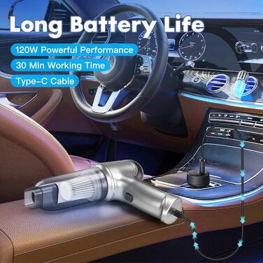 Акумуляторний ручний автомобільний пилосос WYRIAZA — потужний бездротовий міні-пилосос для авто та дому