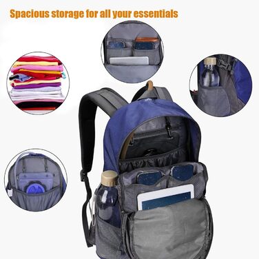 Водонепроникний туристичний рюкзак з чохлом від дощу Відкритий рюкзак Трекінгові рюкзаки для кемпінгу походів і скелелазіння (темно-синій), 4Free 35L
