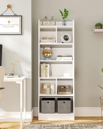 Стильний стелаж для книг з 6 секціями, білий, 24 x 60 x 170 см (BC11103X)