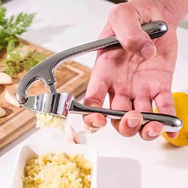 Прес для часнику - Високоякісний кухонний інструмент - Легке отримання часникової пасти - Ергономічна ручка - Легко миється - Універсальне використання - Срібло